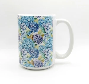 Blaue Hortensien Kaffee Tee Becher Tasse 15 Unzen Keramik, Blumenmuster von Mugzan - Bild 1 von 11