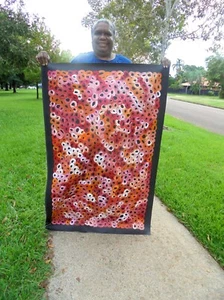LOUISE NUMINA - Authentic Aboriginal Painting - COA & Two Photos of the Artist. - Picture 1 of 6