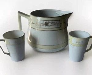 Antique MCM Atomic NIPPON Lemonade Set Pitcher &2 Cups Hand Painted Gold Trim - Picture 1 of 17