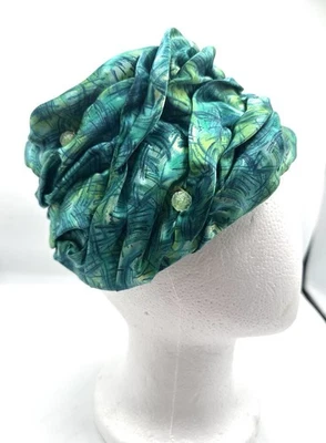 Sombrero turbante vintage verde azul Baumgartner años 60 MOD ACUARELA ACANALADA Foto 1 de 4