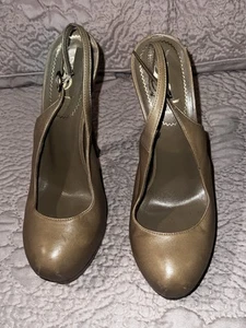 YSL Yves Saint Laurent Tribtoo Beige Leder Slingback Heels Gr. 36 Made in Italy - Bild 1 von 14