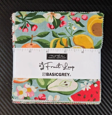 Moda Fabrics Fruit Loop by Basic Grey Charm Pack 42 Precut 5” Cotton 44/45" Wide - Image 1 of 4