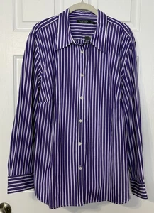 Lauren Ralph Lauren Women’s Blouse Plus 20W Purple White Stripe Career NWT - Picture 1 of 9