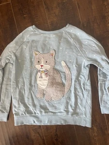 Mini Boden Kitty Cat Applique Sweatshirt 9/10 Years - Picture 1 of 7
