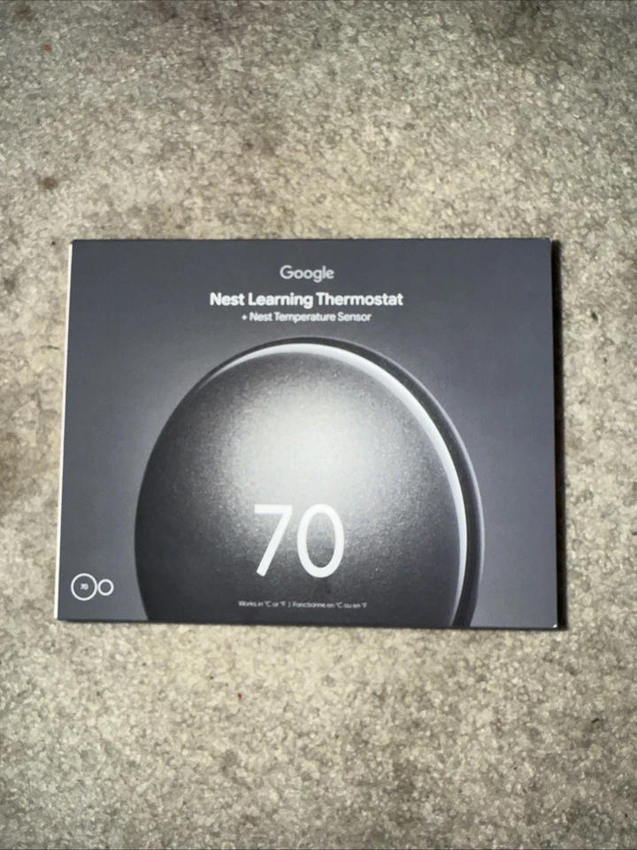 Google Nest обучения термостат (4-го поколения) + гнездо датчик температуры - новый черный - Изображение 1 из 4