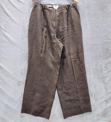 Calça Vintage Talbots Linho Irlandês Ajuste Clássico Cintura Alta Perna Larga Tamanho 16W Carreira - Imagem 1 de 4
