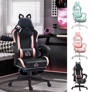 Racing Gaming Chair Reclining Faux Leather Computer Chair with Footrest - Picture 1 of 34