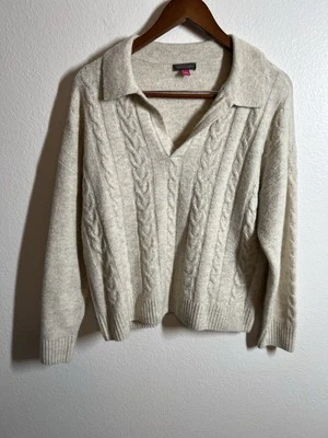 Suéter Vince Camuto Mujer Talla Grande Blanco Vainilla Ligero Cuello en V Mezcla de Lana Foto 1 de 4