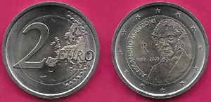 ITALIA 2 EURO 2023 UNC 1 ANNO TIPO,150° ANNIVERSARIO DELLA MORTE DI ALESSANDRO M - Foto 1 di 1