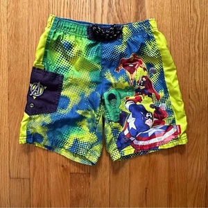 Disney Avengers Blue & Green Swim Trunks Size Small 5/6 - Picture 1 of 7