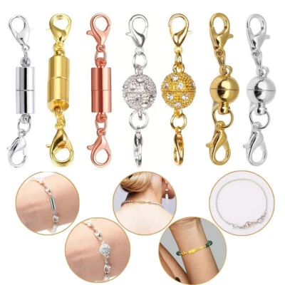 Magnetic Lobster Claw Lock Clasps Connector Necklace Bracelet Buckles Jewelry UK - Image 1 of 4