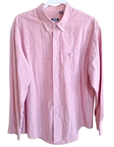 Camicia uomo IZOD XL rossa a quadri con bottoni manica lunga business casual 100% cotone - Foto 1 di 6