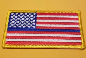 Goldrand US Flagge blaue Linie Polizei gestickter Aufnäher ca. 2.3.5" - Bild 1 von 2