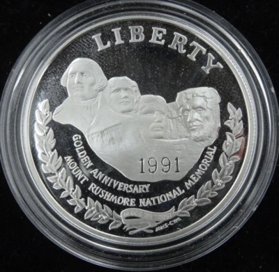 1991-S Mount Rushmore Proof Silver Dollar US Mint Commemorative $1 Capsule Only - Image 1 of 4