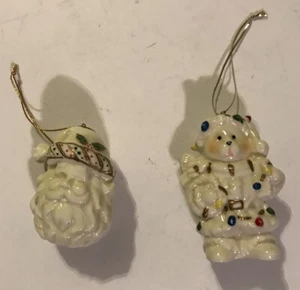 Adornos de Navidad de Papá Noel y Oso pintados de porcelana 2) - Imagen 1 de 2