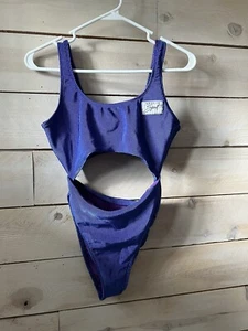 VTG 90s Monokini High Cut Softouch Sport Purple S/M Cheeky - Picture 1 of 7