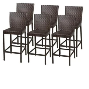 TKC Napa Outdoor Wicker Bar Stools in Espresso (Set of 6) - Picture 1 of 2