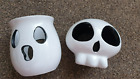 Halloween  White Ghost And Skull Tea Light Candle Holders