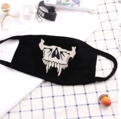 🔥 Cartoon Face Mask 😎 Cover Funny Unisex Teeth Mouth Black 100% Cotton Printed - Image 1 of 4