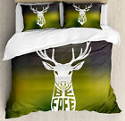 Hunting Duvet Cover Set with Pillow Shams Deer Head Art Print