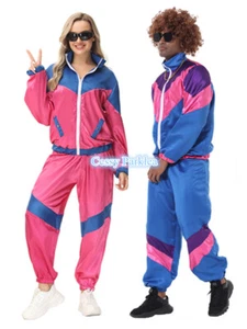 Z-B11Men Women Retro Neon 80's Height Fashion Tracksuit Shell Suit Party Costume - Bild 1 von 14