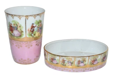 Jabonera dorada Royal Vienna de colección y taza cortejo pareja marca colmena Foto 1 de 4