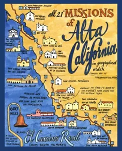 California Missions Map : El Camino Real : Wall Art : Suitable for Framing - Picture 1 of 2