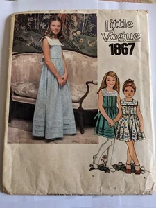 Vintage Vogue Girls Size 10 dress 1867 Sewing Pattern highwaisted Sleeveless... - Picture 1 of 5