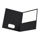 Twin-Pocket Folders, Textured Paper, Letter Size, Black, Holds 100 Sheets, Bo...