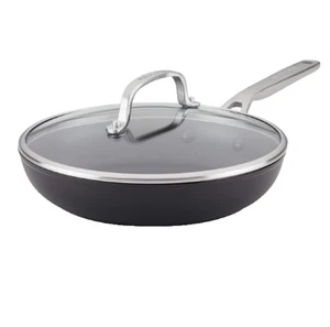 KitchenAid Hard Anodized Induction Nonstick Skillet with Lid 10-in Matte Black - Picture 1 of 8