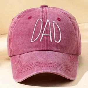 DAD Letters Embroidery Red Baseball Cap, Cotton Washed, Men Hat, Father's Day - Picture 1 of 4