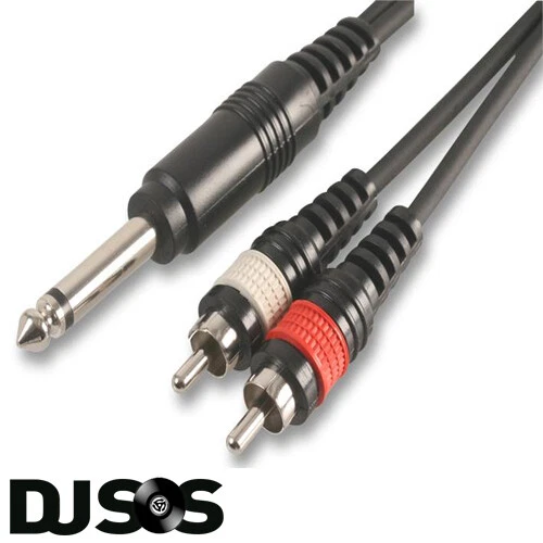 PULSE PLS00136 - 0.3m 6.3mm Mono Jack to 2 x RCA / Phono PA Audio Cable DJ Lead - Image 1 of 1