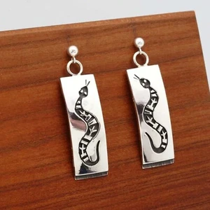 Pendientes de serpiente toro de plata de ley 925 joyas hechas a mano - Imagen 1 de 3