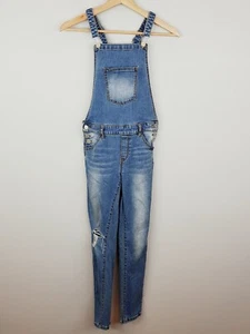 Minti Girls Blue Distressed Denim Jeans Overalls Size 12 - Picture 1 of 8
