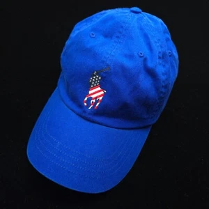 NEW!** POLO RALPH LAUREN HAT -BLUE USA FLAG BIG PONY BASEBALL CAP CHINO UNISEX - Picture 1 of 7