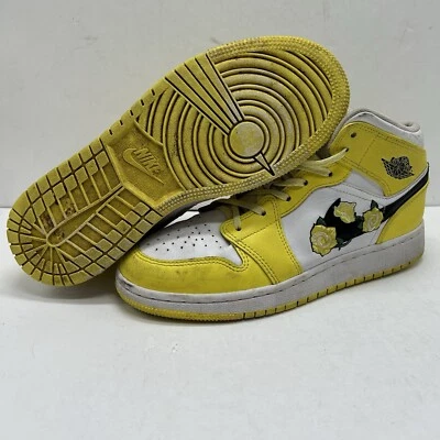 Nike Air Jordan 1 Zapatos Juveniles 5Y Retro Medio Dinámico Amarillo Floral AV5174-700 Foto 1 de 4