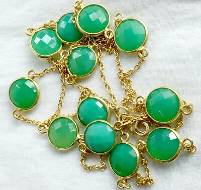 Cadena conector bisel crisoprasa, cadena bisel crisoprasa, collar capas  Foto 1 de 4