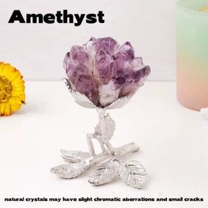 1PC Natural Crystal Amethyst Cluster Flower Tree Ornament Crystal Raw Stone Bud  - Picture 1 of 15