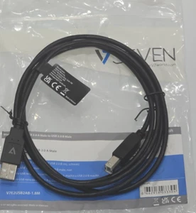 V7 USB 2.0 CABLE - TYPE  A MALE USB - TYPE  B MALE USB - 6ft - Black - V7 - Picture 1 of 6