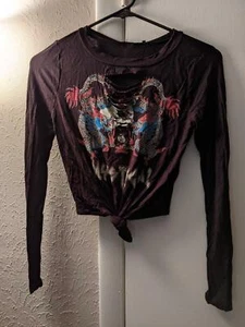 Fashion Nova - Mystisches Langarmshirt - Small - schwarzes Stretchshirt für Damen - Bild 1 von 4