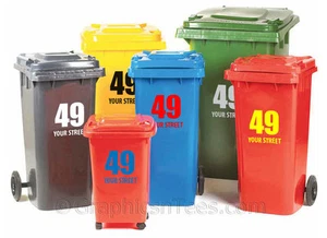 6 x Wheelie Bin Stickers, house numbers, graphic decals - Picture 1 of 2
