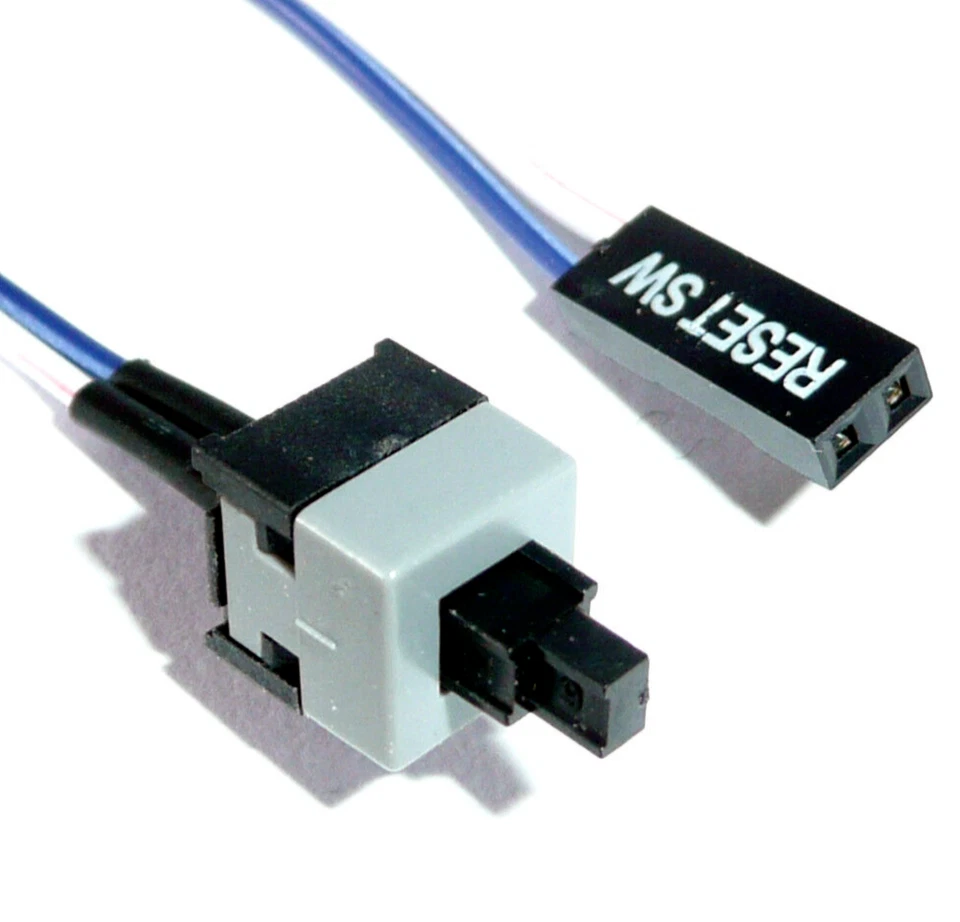 MARKENLOS Computer PC Reset SW Taster Power On Off Ein Aus Taste Knopf Schalter Kabel