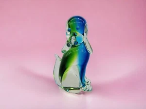 Kunstglas Somerso blau grün Hund klarer Boden Briefbeschwerer - Bild 1 von 10