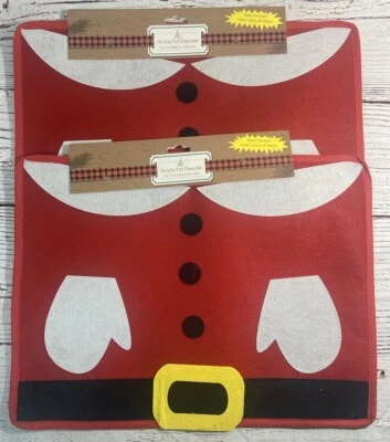 2 manteles individuales de fieltro navideño, traje de Papá Noel con bolsillos para utensilios Foto 1 de 4