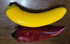 2 - mundgeblasenes Kunstglas Gemüse rot gelb 73/8" lang Paprika beschädigt - Bild 1 von 6