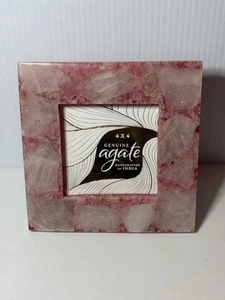 Pink Agate Natural Stone Geode Photo Picture Frame 4X4 - Picture 1 of 11