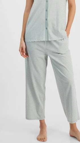 PANTALÓN PIJAMA CORTO ESTAMPADO ALGODÓN Charter Club para mujer, verde alimentador a rayas, L Foto 1 de 1