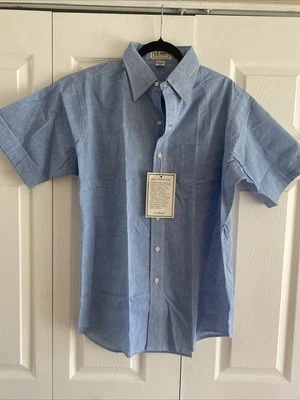 LL Bean Mens Large Blue Deadstock Vintage Madras Coftton Short Sleeeve - Image 1 of 4