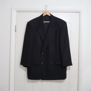 "Chaqueta Blazer M&S St Michael Pura Lana Doble Pecho Azul Marino De Colección - Pecho 40""" - Imagen 1 de 11