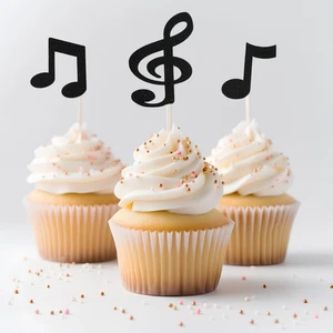 Assorted Glitter MUSICAL NOTES Cupcake Party Toppers CHOOSE Package & Color  - Picture 1 of 3